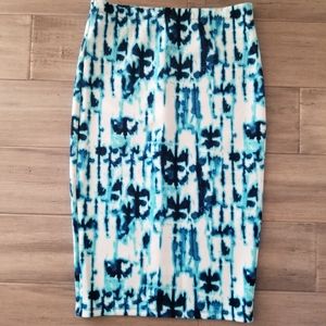 3/$15 Blue and White Watercolor Print Skirt